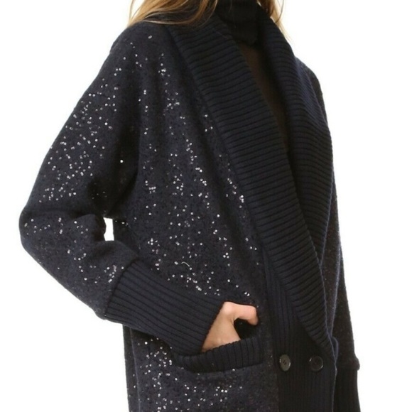 Diane Von Furstenberg Zayde Sweater Sequin Coat Size Small - Picture 3 of 11